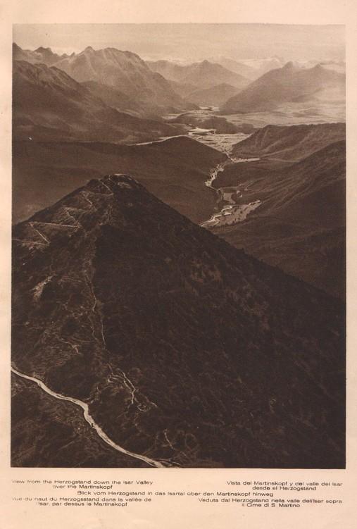 Lamina/Foto KURT HIELSCHE Deuschtland No. 004: VIEW FROM THE HERZOGSTAND DOWN THE ISAR VALLEY OVER THE MARTINSKOPF