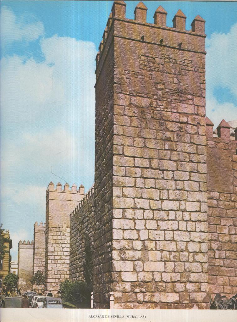 Lamina Castillos de España Edicion 1967 No.020: ALCAZAR DE SEVILLA (MURALLAS)