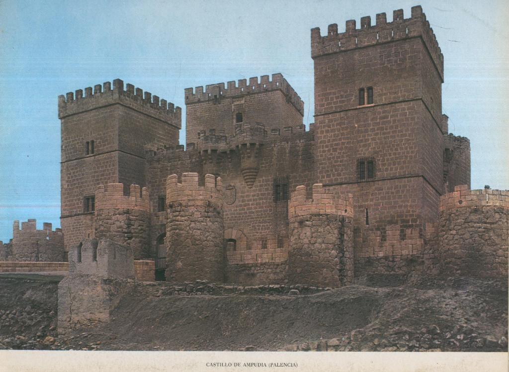 Lamina Castillos de España Edicion 1967 No.119: CASTILLO DE AMPUDIA (PALENCIA)
