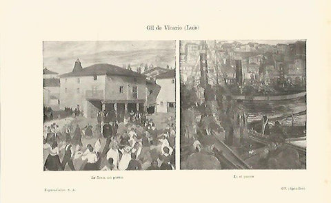 LAMINA ESPASA 16154: La fiesta del pueblo y En el puerto por Gil de Vicario