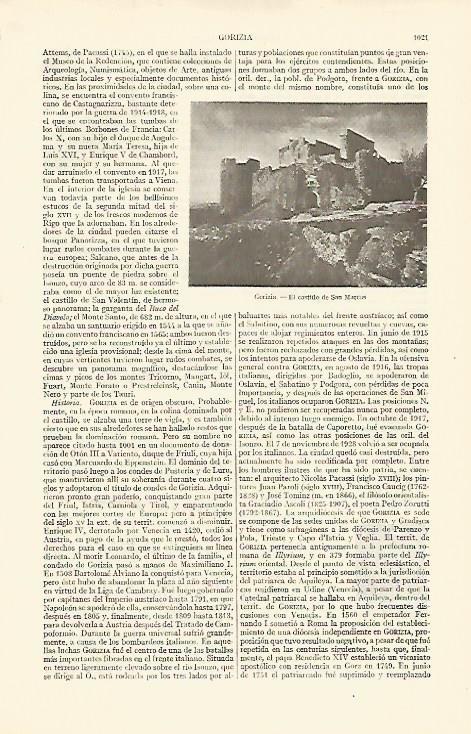 LAMINA ESPASA 16170: Castillo de San Marcos en Gorizia Italia