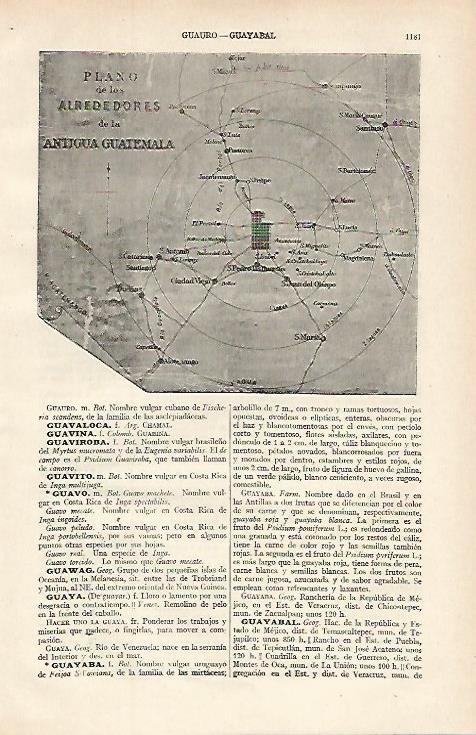 LAMINA ESPASA 16197: Plano de los alrededores de la antigua Guatemala