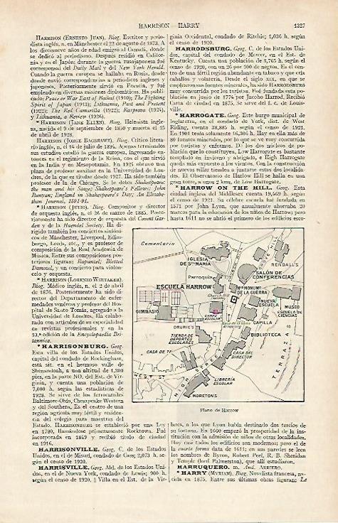 LAMINA ESPASA 16213: Plano de Harrow Inglaterra