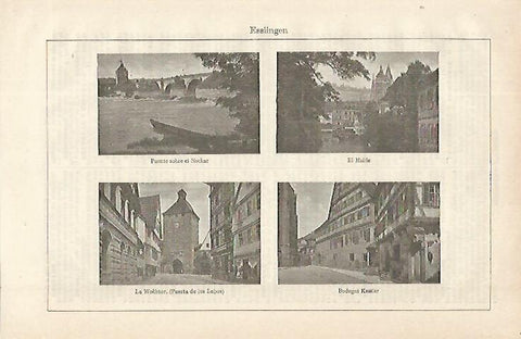 LAMINA ESPASA 16291: Vistas de Esslingen Austria