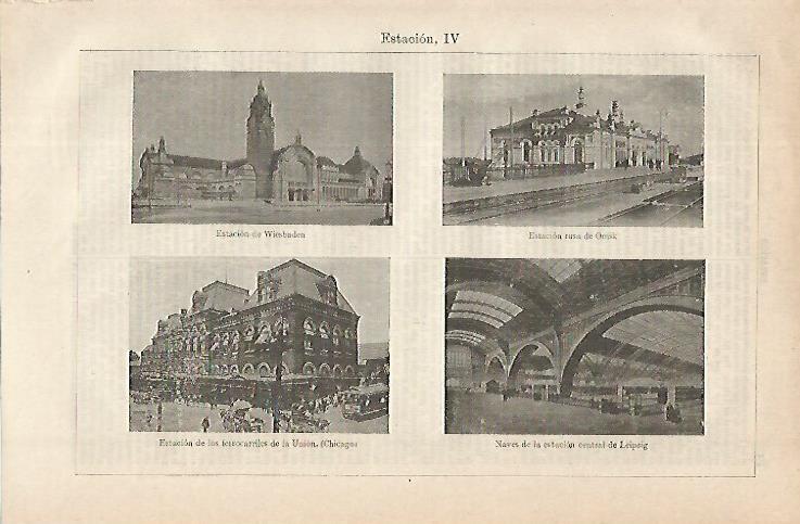 LAMINA ESPASA 16297: Estacion de Wesbaden Omsk Chicago y Leipzig