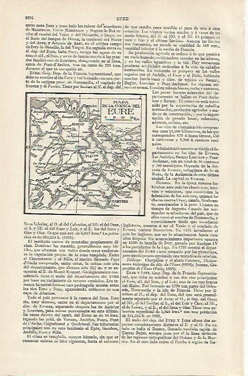 LAMINA ESPASA 16428: Mapa de la cuenca del Eure
