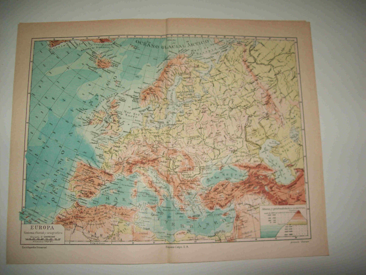 LAMINA ESPASA 16433: Mapa fisico de Europa