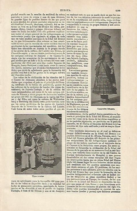 LAMINA ESPASA 16438: Campesino hungaro y tipos moravos