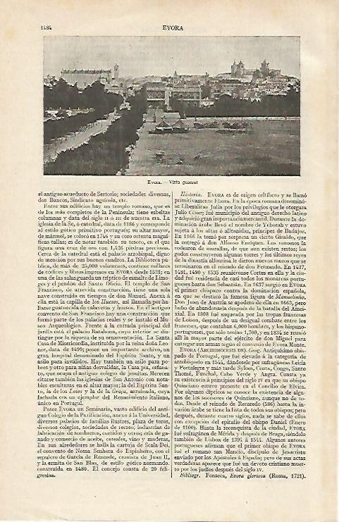 LAMINA ESPASA 16457: Vista de Evora Francia