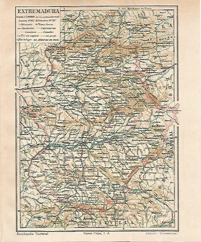 LAMINA ESPASA 16470: Mapa de Extremadura