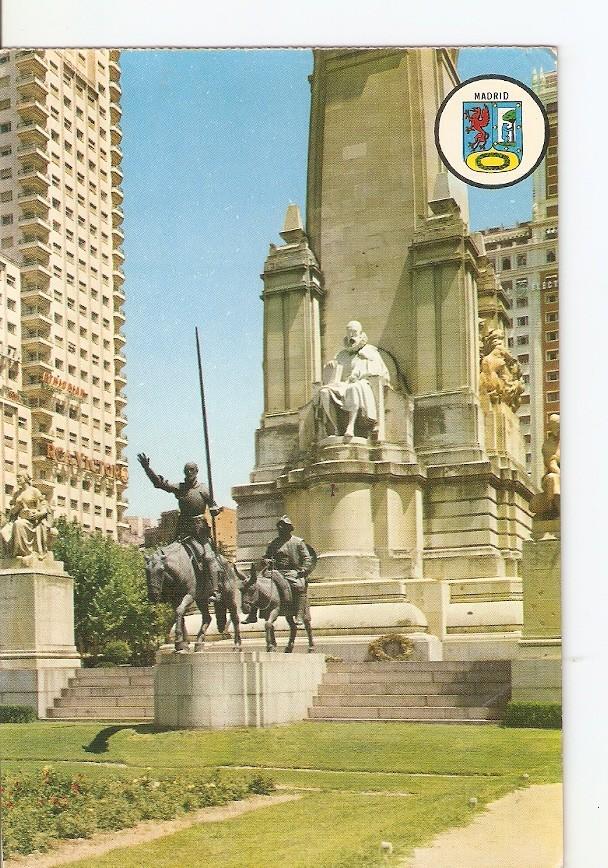 Postal 023639 : Plaza de España - Monumento a Cervantes - Madrid