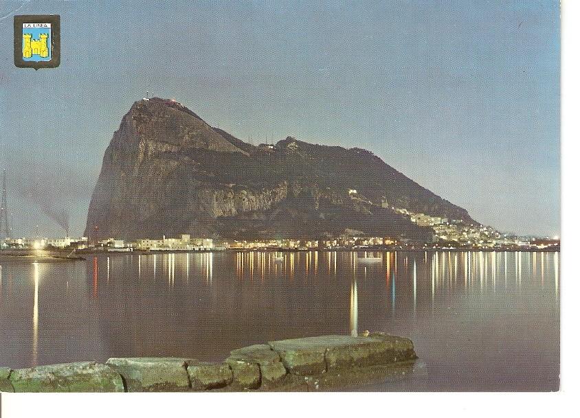Postal 045341 : La Linea. Vista nocturna del Peñon de Gibraltar