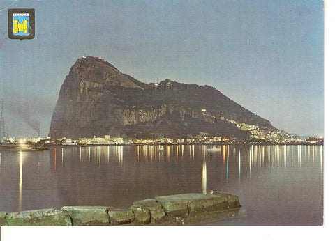Postal 045341 : La Linea. Vista nocturna del Peñon de Gibraltar