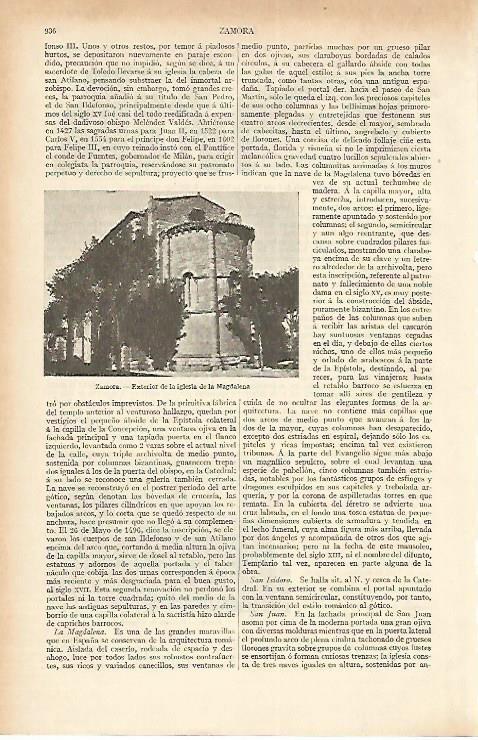 LAMINA ESPASA 1616: Iglesia de la Magdalena Zamora