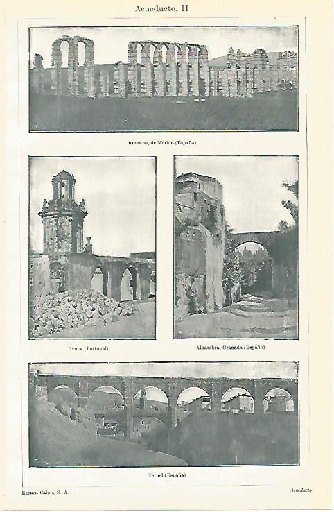 LAMINA ESPASA 8075: Acueducto de Merida de Evora de Teruel y de Granada
