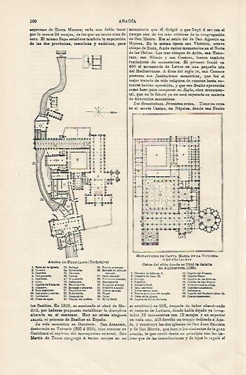 LAMINA ESPASA 13099: Plantas de las Abadias de Fountains y del Batalha