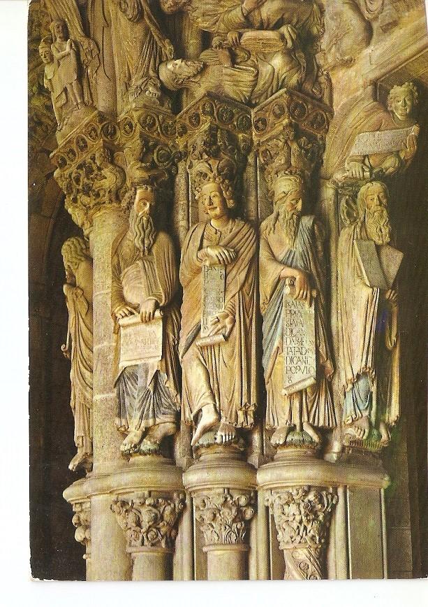 Postal 026155 : Catedral. Portico de la Gloria. Grupo de los Profetas. Santiago de Compostela