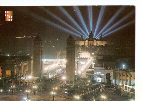 Postal 042655 : Barcelona. Vista nocturna de la Feria de Muestras en el Parque de Montjuich