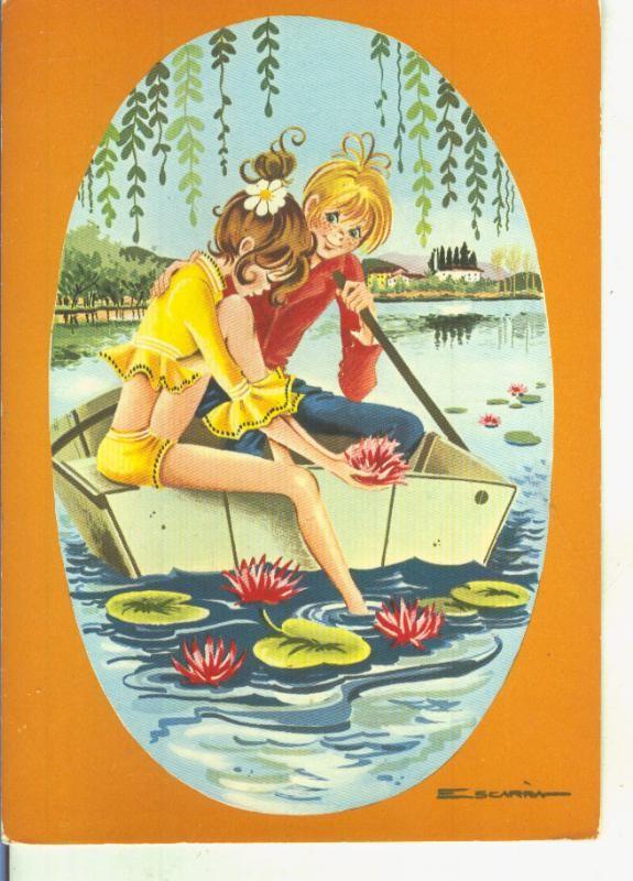 Postal 015017: Paseo en barca ilustrado por Cegarra