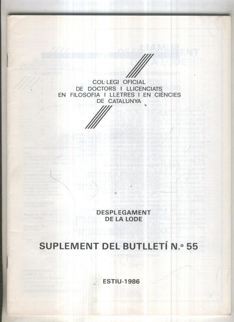 Butlleti numero 55, Col. Ofic. Doctors i Llicenciats Filosofia i Lletres Catalunya
