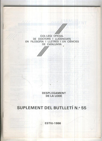 Butlleti numero 55, Col. Ofic. Doctors i Llicenciats Filosofia i Lletres Catalunya