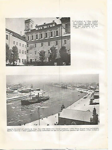 LAMINA GEOGRAFIA 0354: Universidad de Vilna y puerto de Riga Lituania