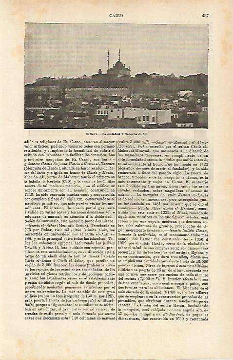 LAMINA ESPASA 14670: Ciudadela de El Cairo Egipto