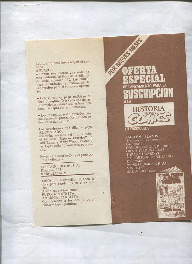 Diptico suscripcion a Historia de Los Comics de Toutain