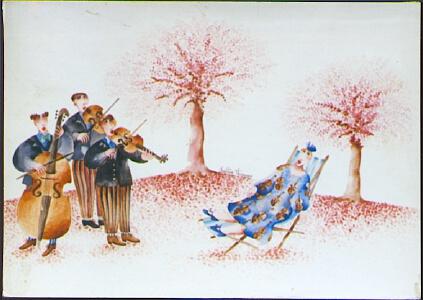 POSTAL 61234: Dibujo violinistas