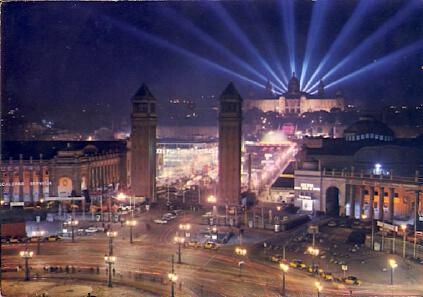 POSTAL 61486: Barcelona Plz España de noche