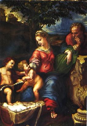 POSTAL 61585: Pintura Sagrada Familiad de Gerard David