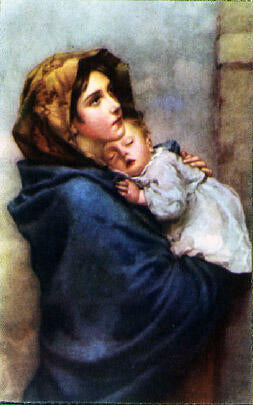POSTAL 61604: Pintura mujer con niño en brazos
