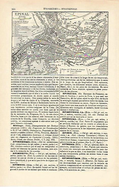 LAMINA ESPASA 16515: Plano de Epinal Francia