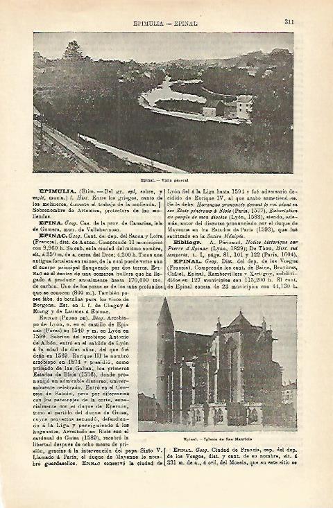 LAMINA ESPASA 16516: Vistas de Epinal Francia