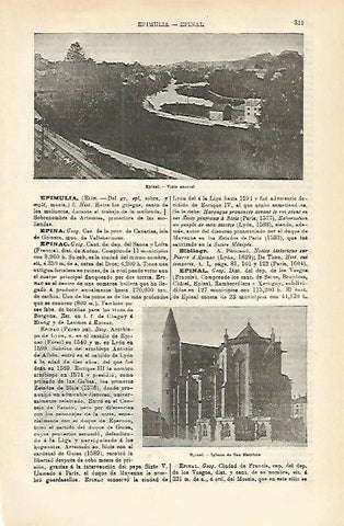LAMINA ESPASA 16516: Vistas de Epinal Francia