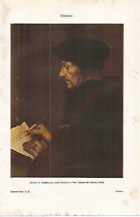LAMINA ESPASA 16556: Retrato de Erasmo por Holbein el Joven