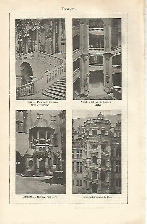 LAMINA ESPASA 16562: Escalera del Palacio de Invierno de San Petersburgo Paris Francfurt y Blois