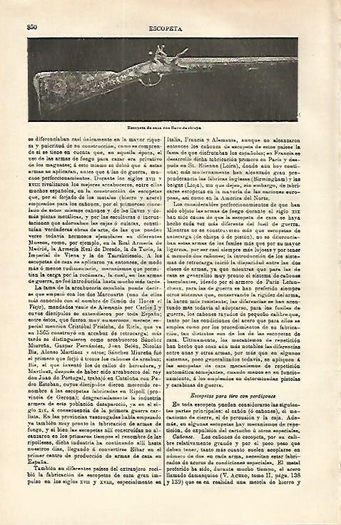 LAMINA ESPASA 16592: Escopeta de caza con llave de chispa