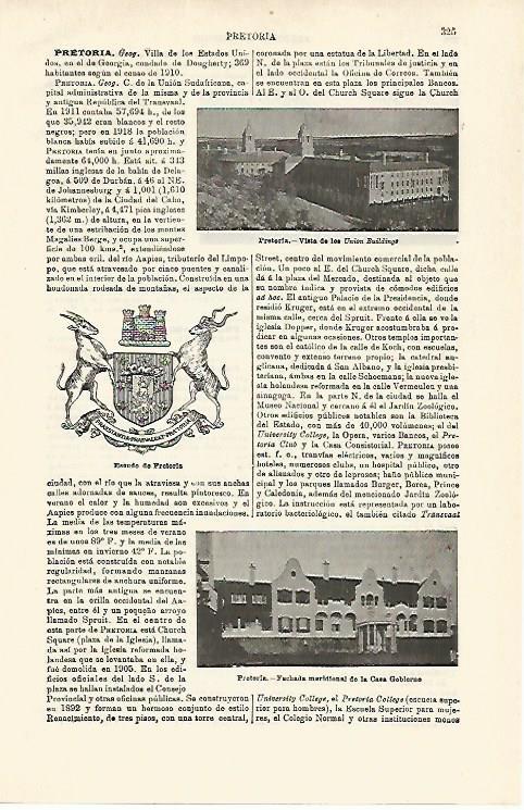 LAMINA ESPASA 16757: Union Buildings en Pretoria Estados Unidos