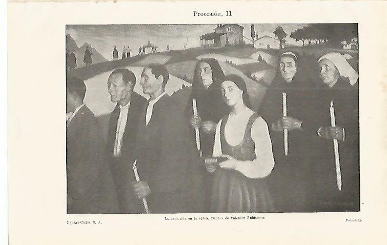 LAMINA ESPASA 16813: La procesion en la aldea por Zubiaurre