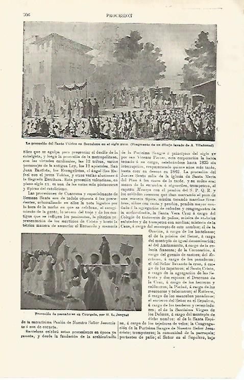 LAMINA ESPASA 16814: Procesion del Santo Viatico en Barcelona en el siglo XVIII