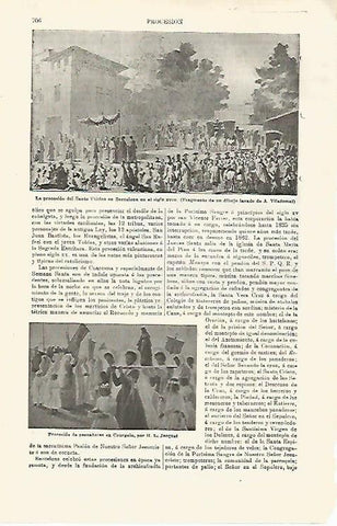 LAMINA ESPASA 16814: Procesion del Santo Viatico en Barcelona en el siglo XVIII