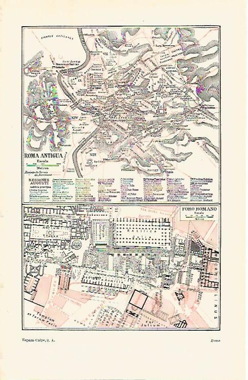 LAMINA ESPASA 16867: Mapa de Roma antigua