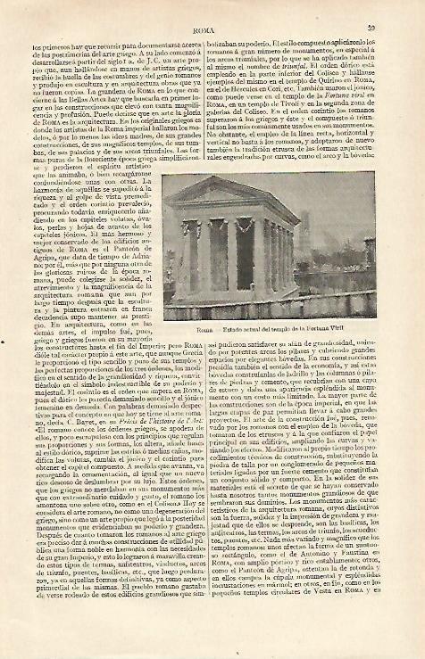 LAMINA ESPASA 16873: Templo de Fortuna Viril en Roma