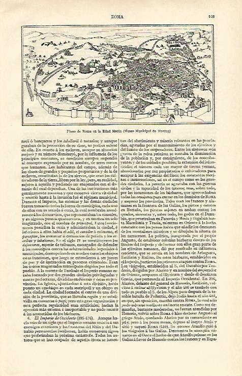 LAMINA ESPASA 16891: Plano de Roma en la Edad Media