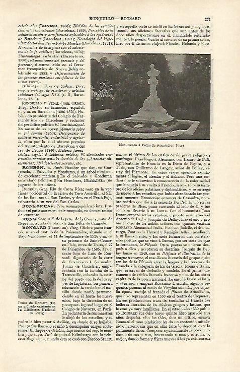 LAMINA ESPASA 16929: Monumento a P. de Ronsard en Tours