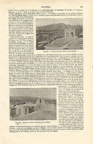 LAMINA ESPASA 16936: Observatorio del Ebro en Roquetas Tarragona