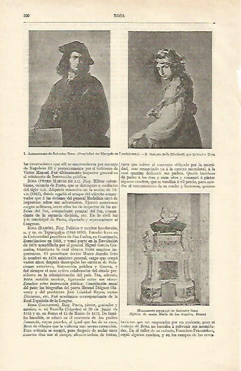 LAMINA ESPASA 16939:Autorretrato y Retrato de la Ricciardi por Salvador Rosa