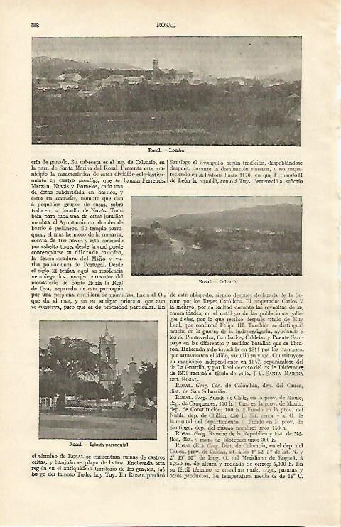 LAMINA ESPASA 16941: Lomba calvario e iglesia de Rosal Pontevedra
