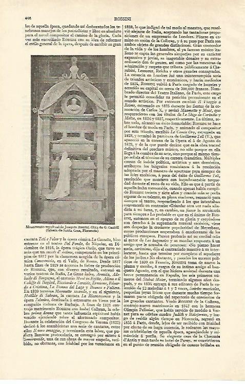 LAMINA ESPASA 16961: Monumento sepulcral a Rossini en Florencia